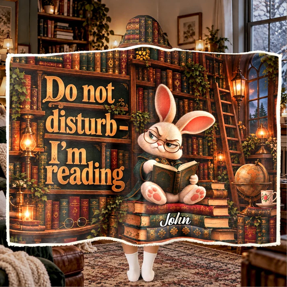 Personalized Blanket Shhh... I’m Reading Funny Reading Blanket For Book Lovers