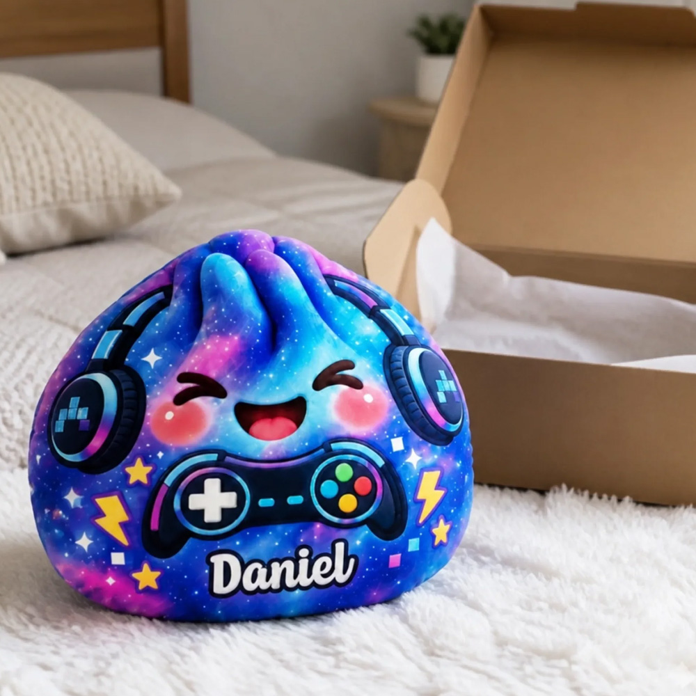 Personalized Shaped Pillow Custom Name Gamer and Rainbow Horse Gifts for Kids