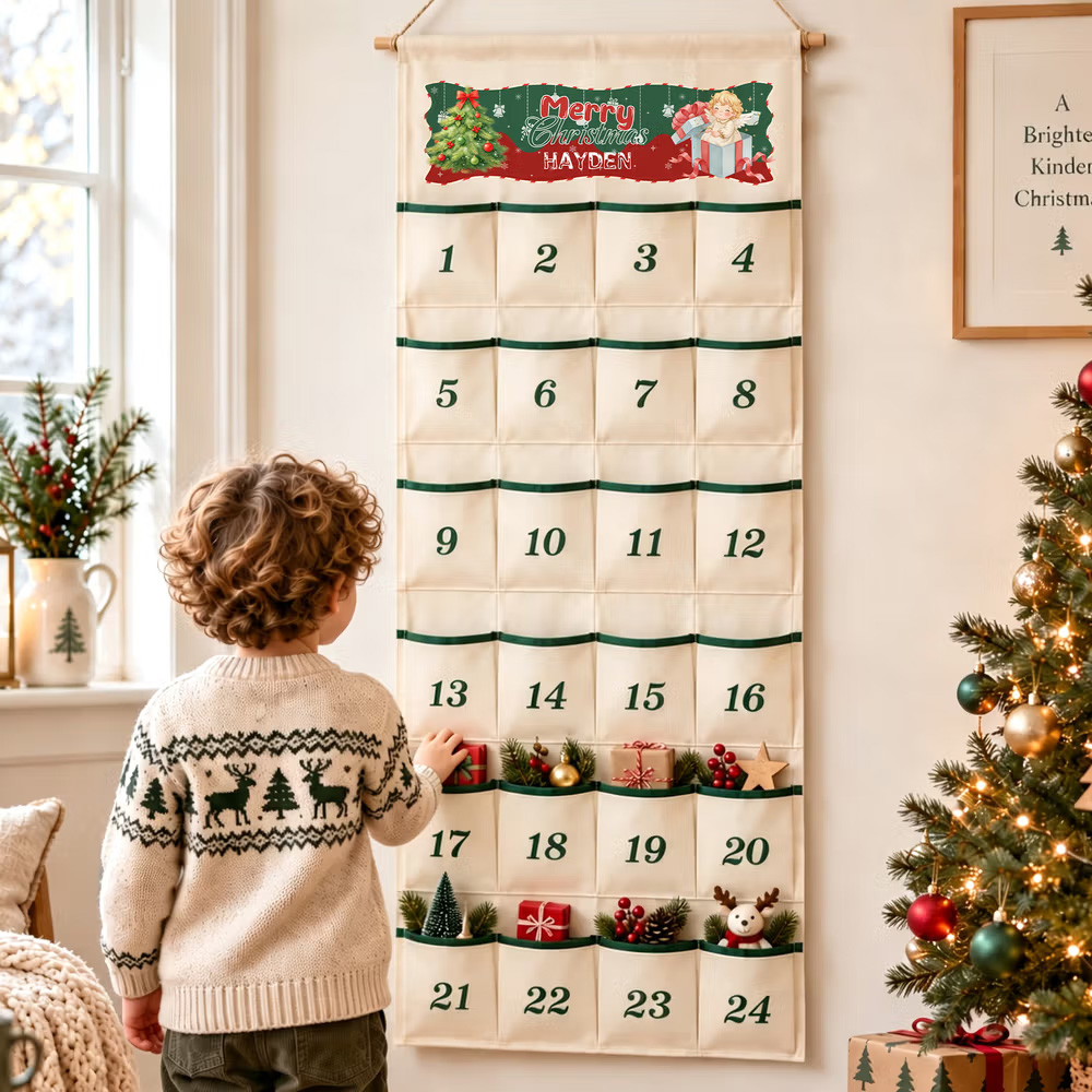 Personalized Festive Santa Claus Angel Christmas Advent Calendar Christmas Decorations Gift for Family Kids