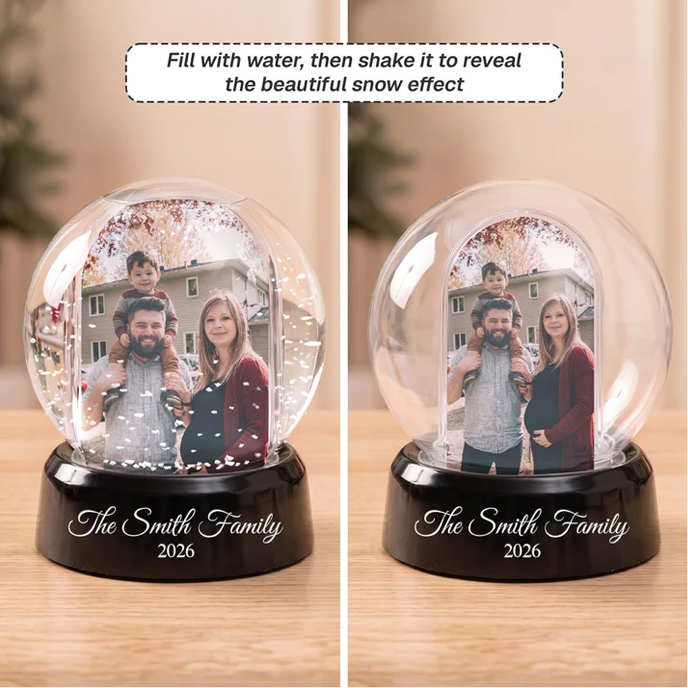 Personalized Photo Snow Globe Christmas Gifts For Family Kids Couple