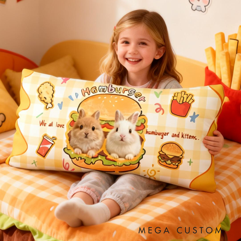 Personalized Cute Cartoon Hamburger Fried Chicken Pillow Baby Animals Nursery Decor Easter Gifts Toddler Gift 