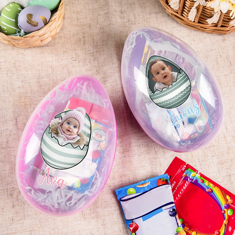 Personalized Broken Eggshell Face Photo Portrait Fillable Jumbo Easter Egg with Name Holiday Basket Stuffers Easter Party Favors Gift for Kids