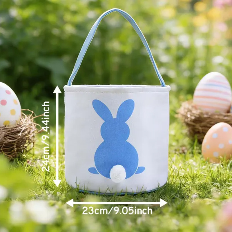 Personalized Easter Bunny Tail Theme Name Basket Cute Spring Gift Bag for Egg Hunt and Holiday Celebration