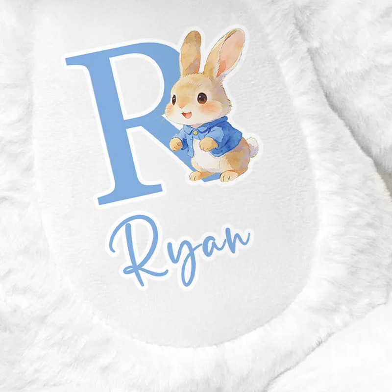 Personalized Cute Bunny Initial Easter Bunny Stuffed Toy with Name Easter Birthday Gift for Kids