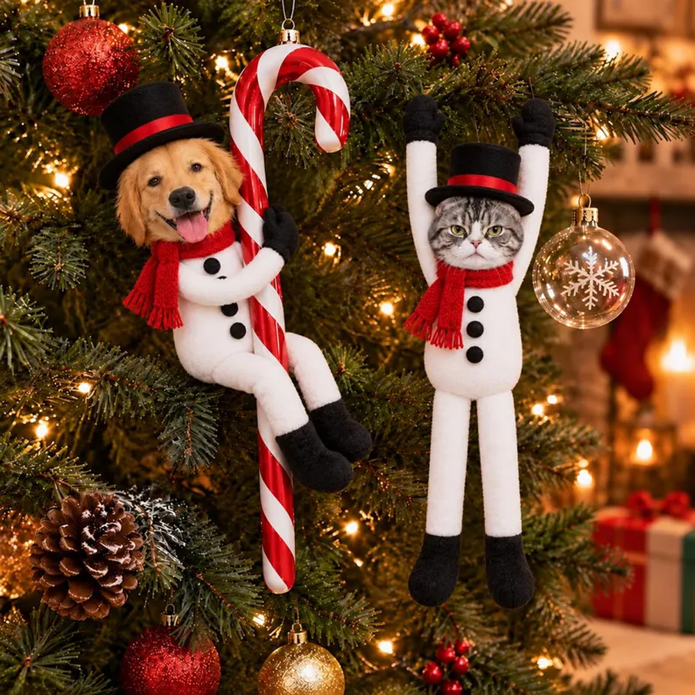 Personalized Pet Face Poseable Plush Doll Custom Dog Cat Photo Christmas Gift Funny Gag Gifts Christmas Gift for Family Elf Santa Snowman