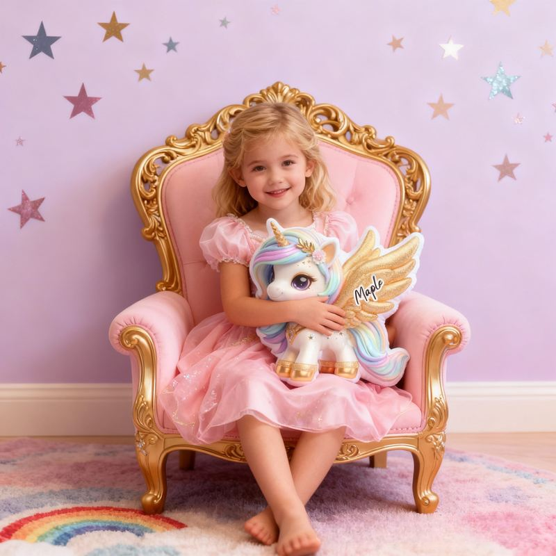 Personalized Elegant Dream Horse with Name Graphic 3D Print Pillow Christmas Gift for Kids or Baby Birthday Gift