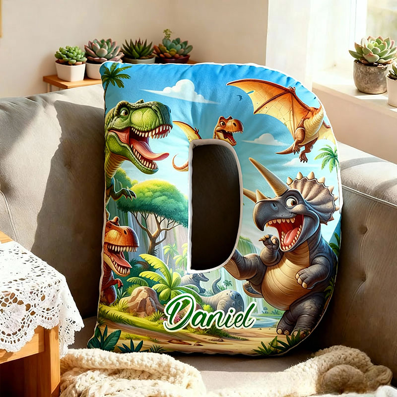 Personalized Dinosaur Design with Name Graphic 3D Print Pillow Christmas Gift for Kids or Baby Birthday Gift