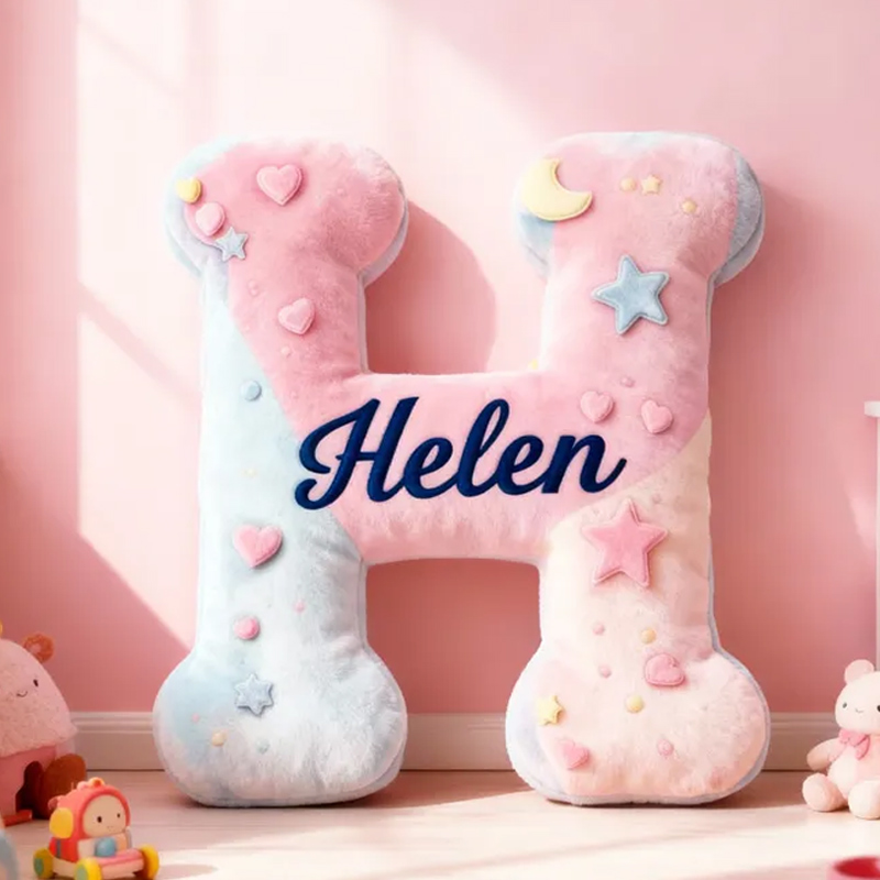 Personalized Pink Macaron Alphabet Throw Pillow Graphic 3D Print Cute Dessert Letter Pillow with Name for Kids Girl Boy Baker Christmas Gifts Loving Room Decor