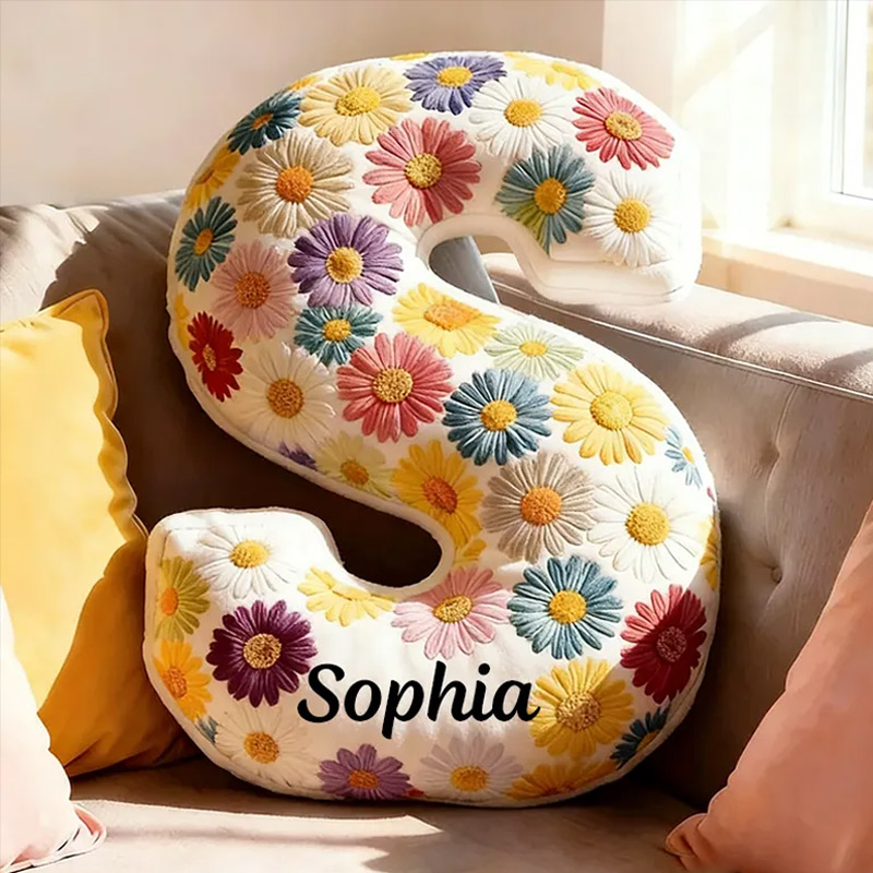 Personalized Cute Flower Letter Pillow Graphic 3D Print Butterfly Custom Name Pillow Gift for Kids 