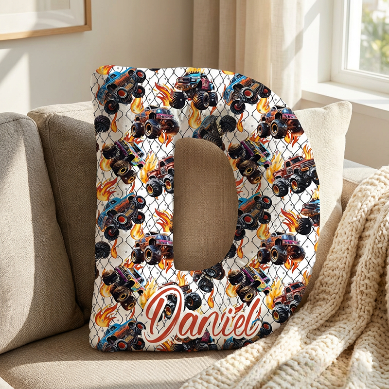 Personalized Truck Designs with Name Graphic 3D Print Pillow Christmas Gift for Kids or Baby Birthday Gift