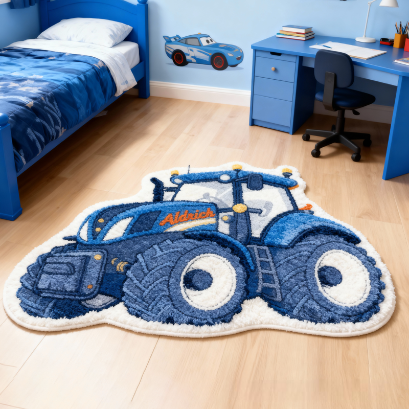 Personalized Tractors with Name Soft Rug Christmas Gift for Kids Rug Birthday Gifts for Kid
