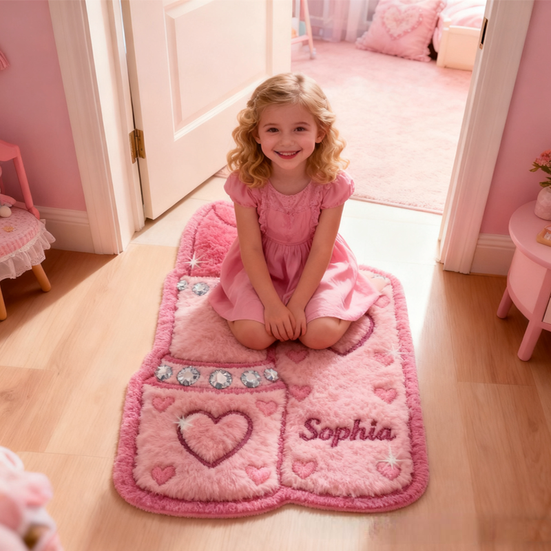 Personalized Glittery Lipstick with Name Soft Rug Christmas Gift for Kids Rug Birthday Gifts for Kids