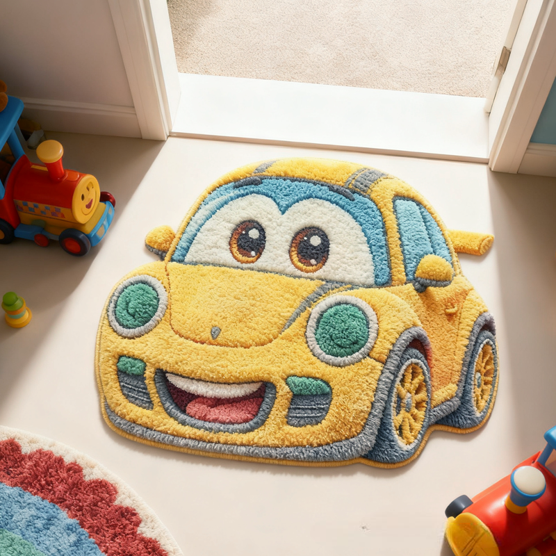 Personalized Cartoon Car Soft Rug Christmas Gift for Kids Rug Birthday Gifts for Kids