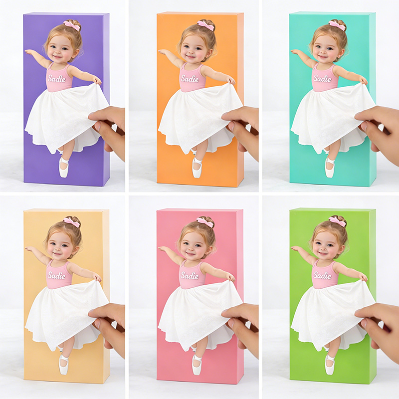 Personalized Dancing Little Girl Tissue Box Cover Custom Name and Photo Unique Gift for Kids