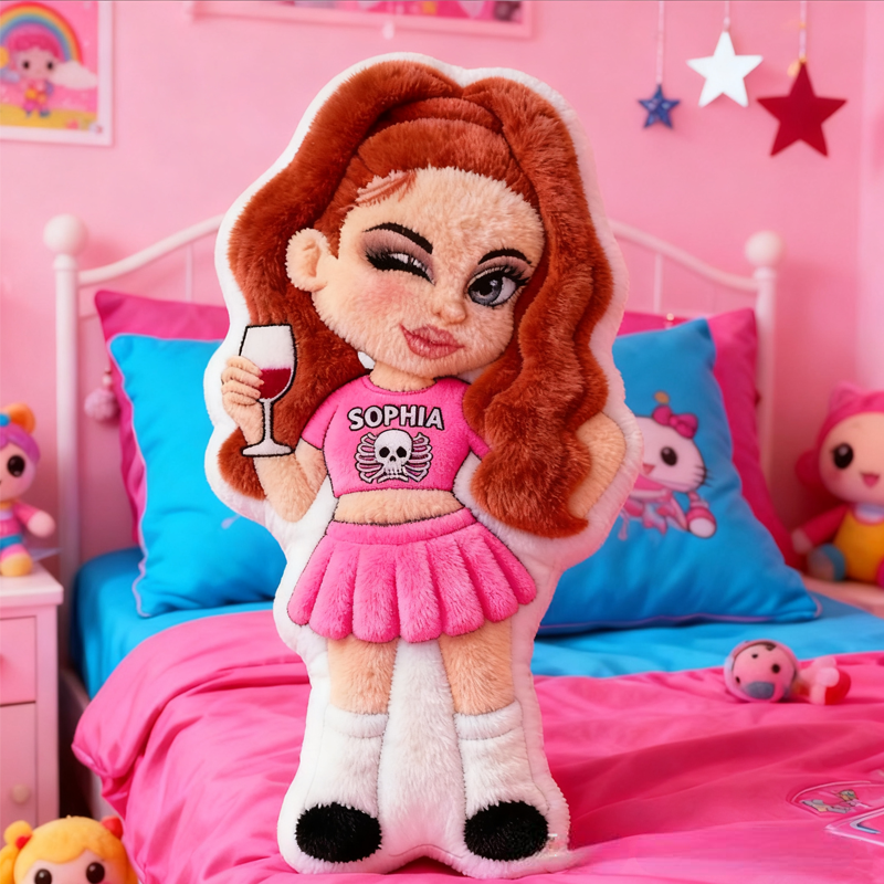 Personalized Y2K Style Cartoon Character with Name Graphic 3D Print Pillow Christmas Gift for Kids Birthday Gift
