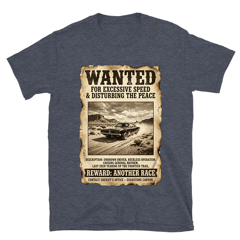 Personalized Wanted Poster Car T-Shirt Upload Your Vehicle Photo Personalized Hot Rod Racing Tee, Western Funny Speed Lover Gift for Gearhead Dad Men