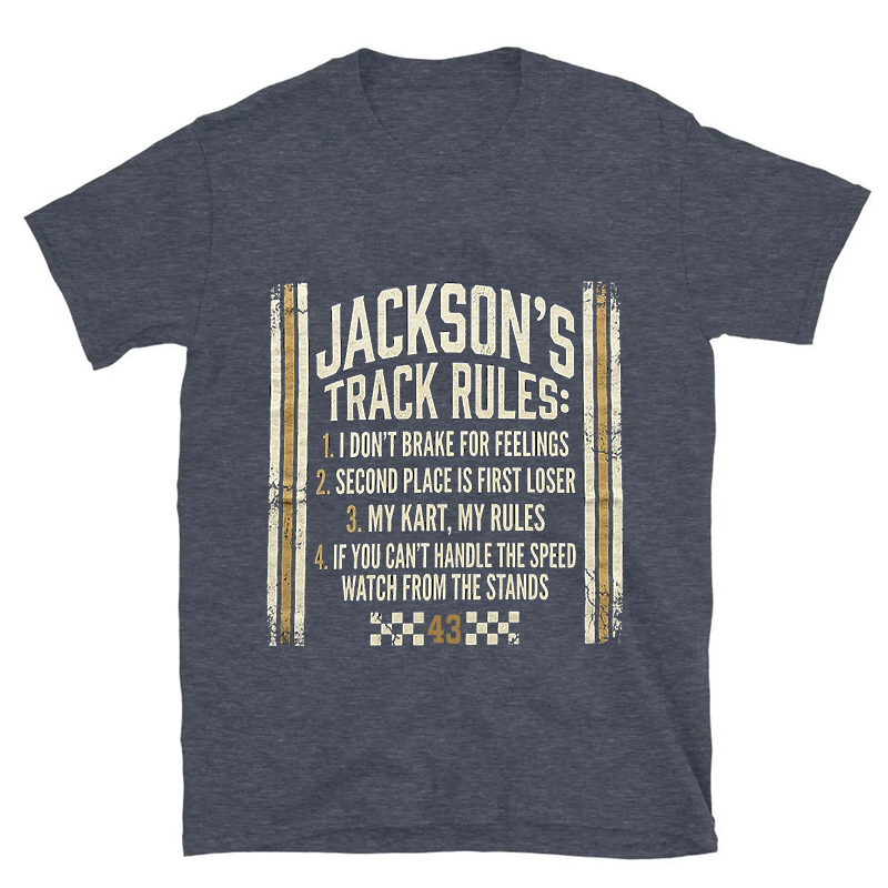 Personalized Track Rules Go-Kart Racing Vintage Distressed Graphic Unisex Cotton T-Shirt
