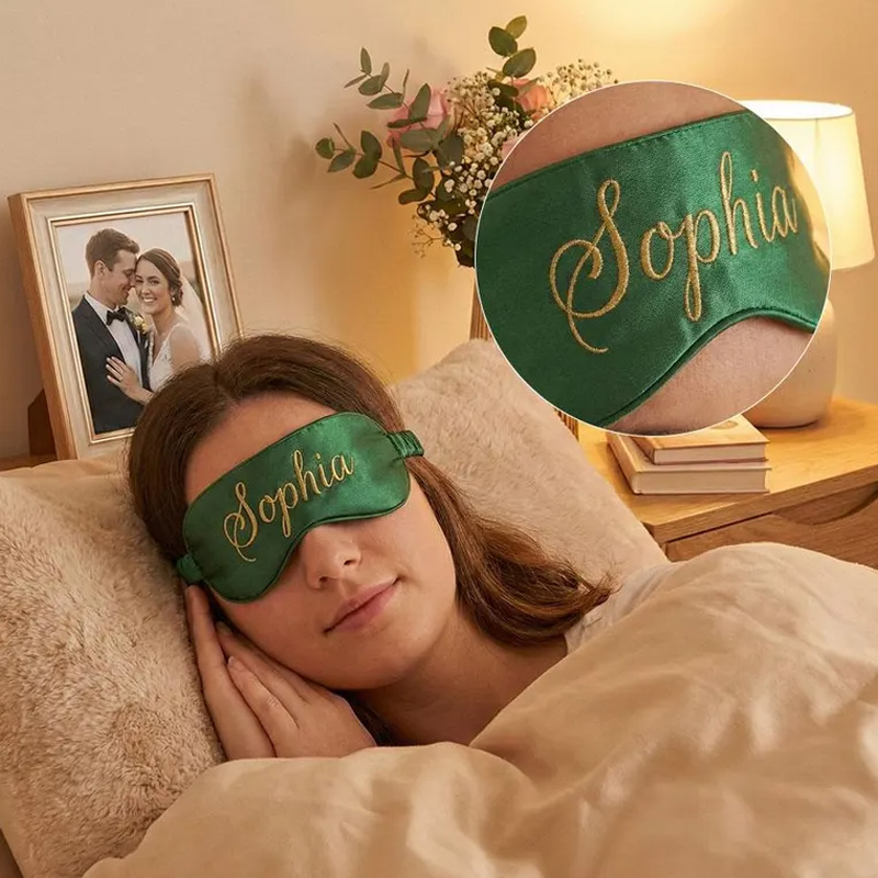Personalized Little Brother Sleep Mask Sibling Eye Mask for Flight Gray Satin Blackout Blindfold Unique Kids Travel Gift Idea