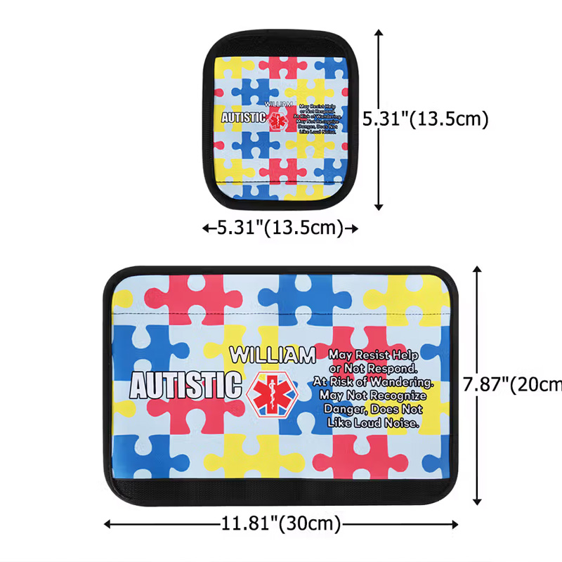 Personalized Autistic Puzzle Piece Design Soft Seat Belt Cover with Name Car Accessories Autism Special Needs Gift for Autistic Kids Parents