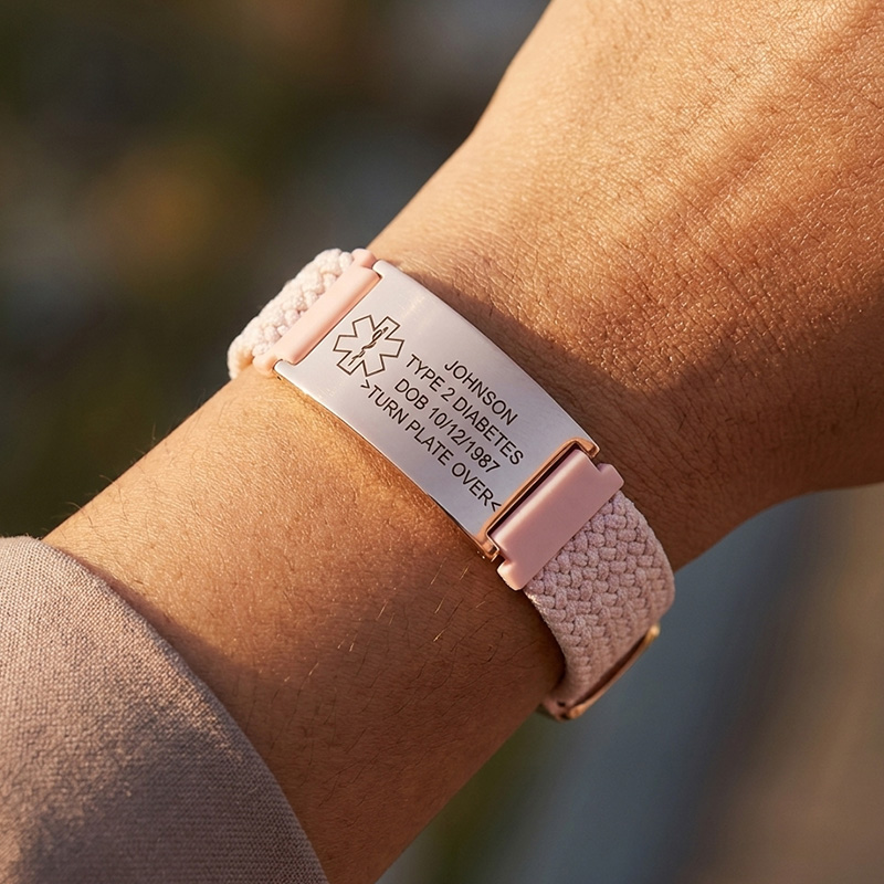 Personalized Medical Alert Bracelet Wristband With Custom Name Soft For Everyday Wear