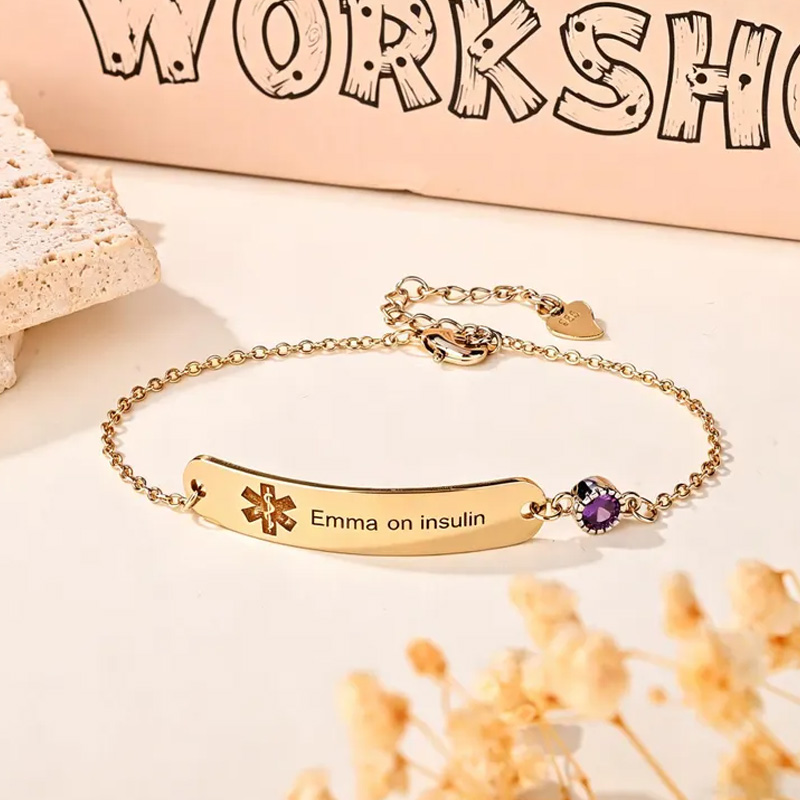 Personalized Silver Medical Bracelet With Custom Name Gift For Women Elegant Daily Wear Charm
