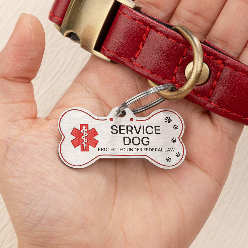 Personalized Bone Shape Service ESA Dog ID Tag with Pet Name Address and Telephone Outdoor Training Use Birthday Gift for Dog Owners