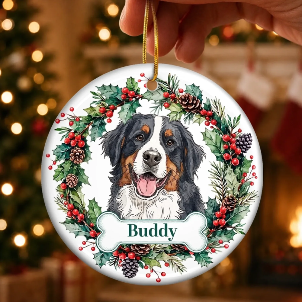 Personalized Pet Photo Christmas Ornament Custom Dog Cat Portrait Name Holiday Tree Hanging Gift Keepsake For Pet Lovers Xmas Decoration