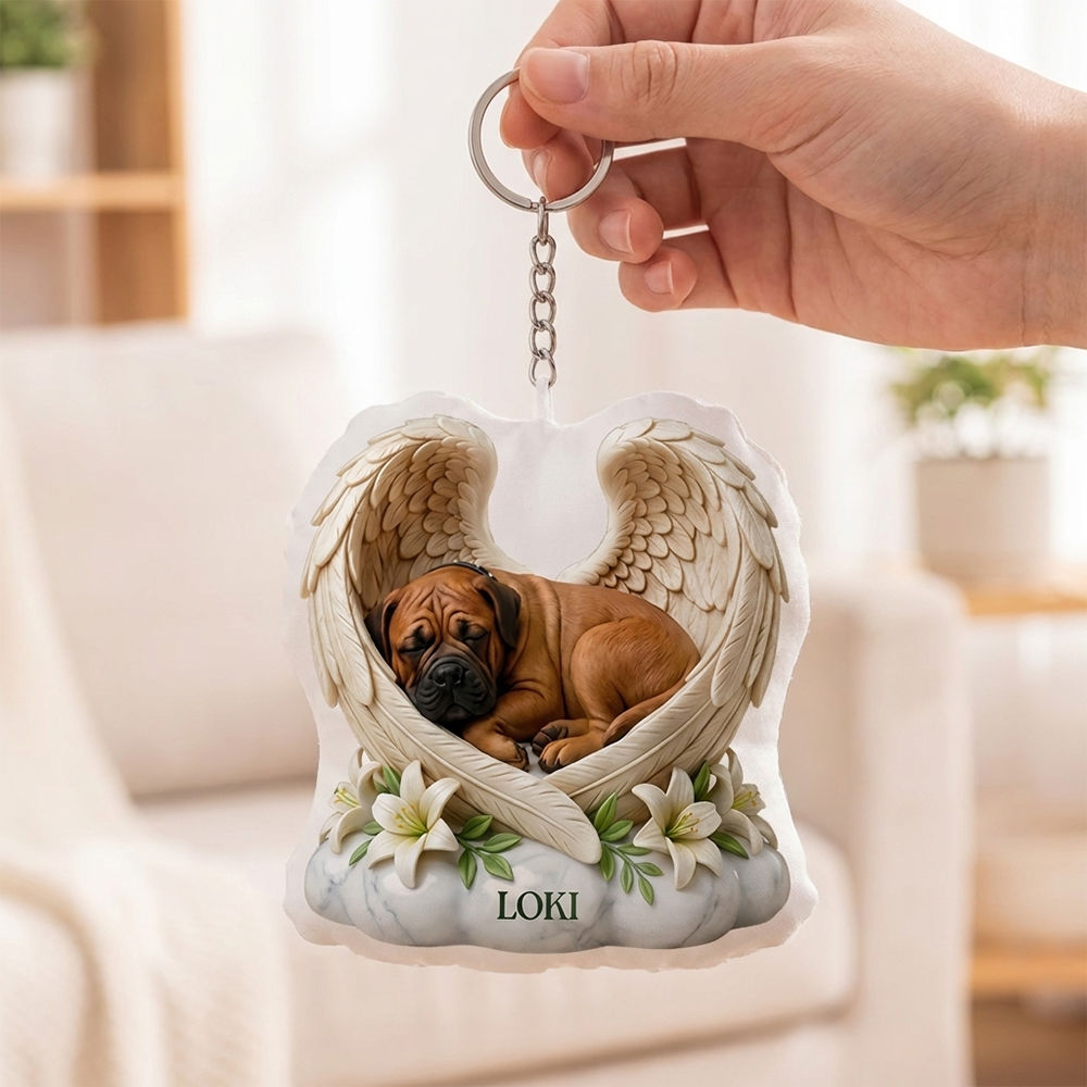 Personalized Pet Memorial Keychain Angel Wings Dog Cat Remembrance Custom Name Loss Of Pet Gift Bag Charm Keepsake For Pet Lovers