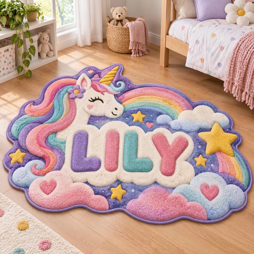 Personalized 3D Irregular Nursery Play Rug Dream Horse Rug Gift for Toddler Kids