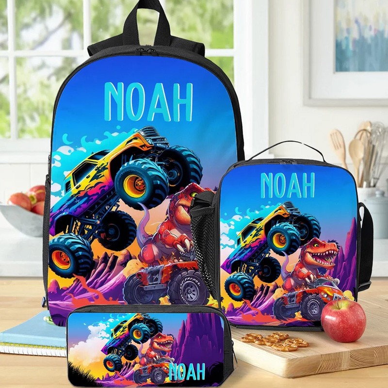 Personalized Cartoon Dinosaur Fantasy Dream Horse Backpack Lunch Bag Pencil Case Set with Name Back to School Birthday Gift for Boys Girls Sale-megacustom