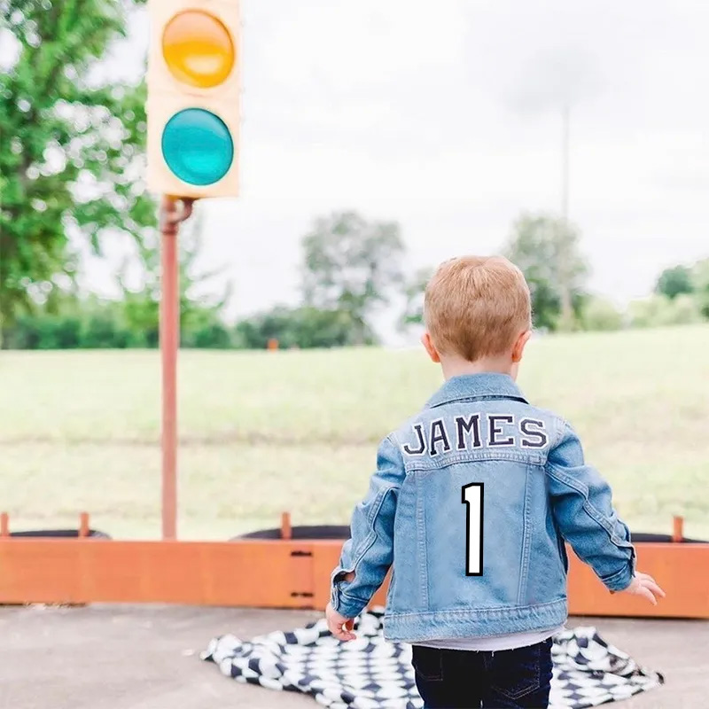 Personalized Custom Name Boys Style Cool Outfit Gift Kid Knitted Denim Jacket Gift for Boy and Girl