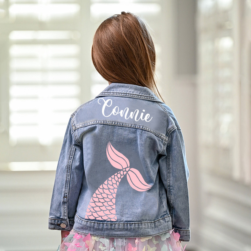 Personalized Dream Horse Floral Horn Custom Name Magical Fantasy Style Cute Toddler Girl Outfit Kid Denim Jacket