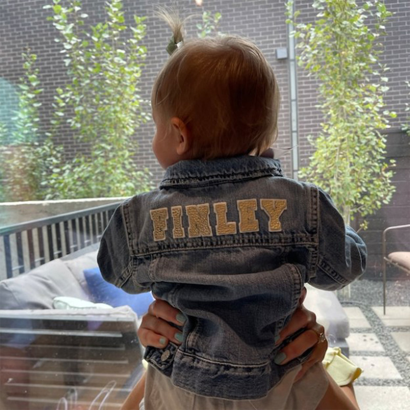 Personalized colorful Letter Chenille Patch Custom Name Soft Classic Style Trendy Casual Outfit Gift Kid Denim Jacket