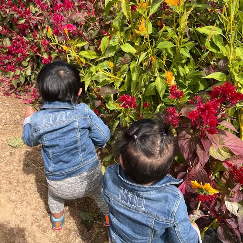 Personalized Elegant Script Name Custom Minimalist Style Classic Chic Outfit Gift Kid Denim Jacket