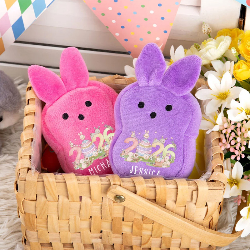 Personalized 2026 Easter Eggs Colorful Bunny Plush Wallet Coin Purse with Name Birthday Back to School Easter Gift for Kids