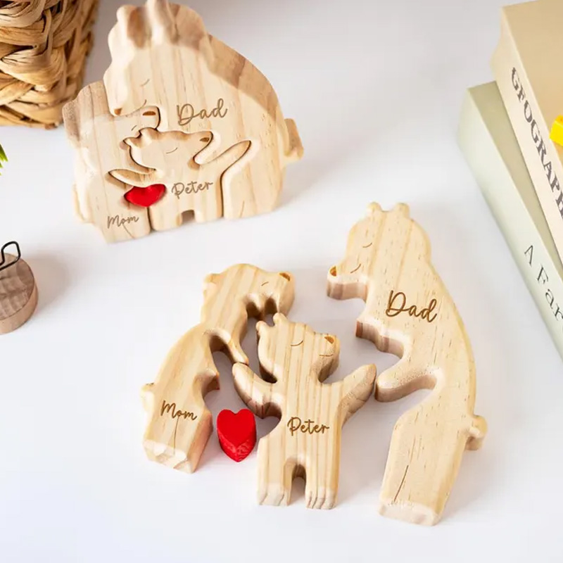Personalized Wooden Mom and Baby Bear Puzzle Family Home Decor New Mom Gifts Daughters First Mothers Day Gift