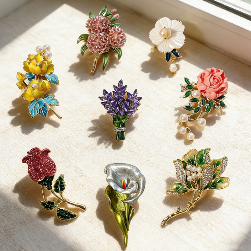 Personalized Elegant Handmade Jewelry Gift Meaningful Mother Daughter Birthday Accessory Floral Birth Flower Pins Mother's Day Gift