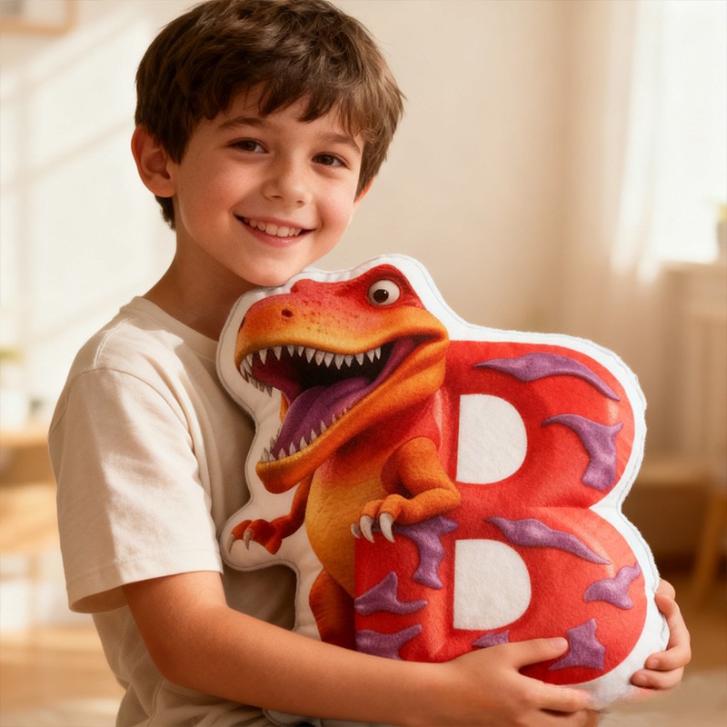 Personalized Dinosaur Letter Cartoon Cute Kids Room Custom Name Gift Fun Decorative Throw Graphic 3D Print Pillows