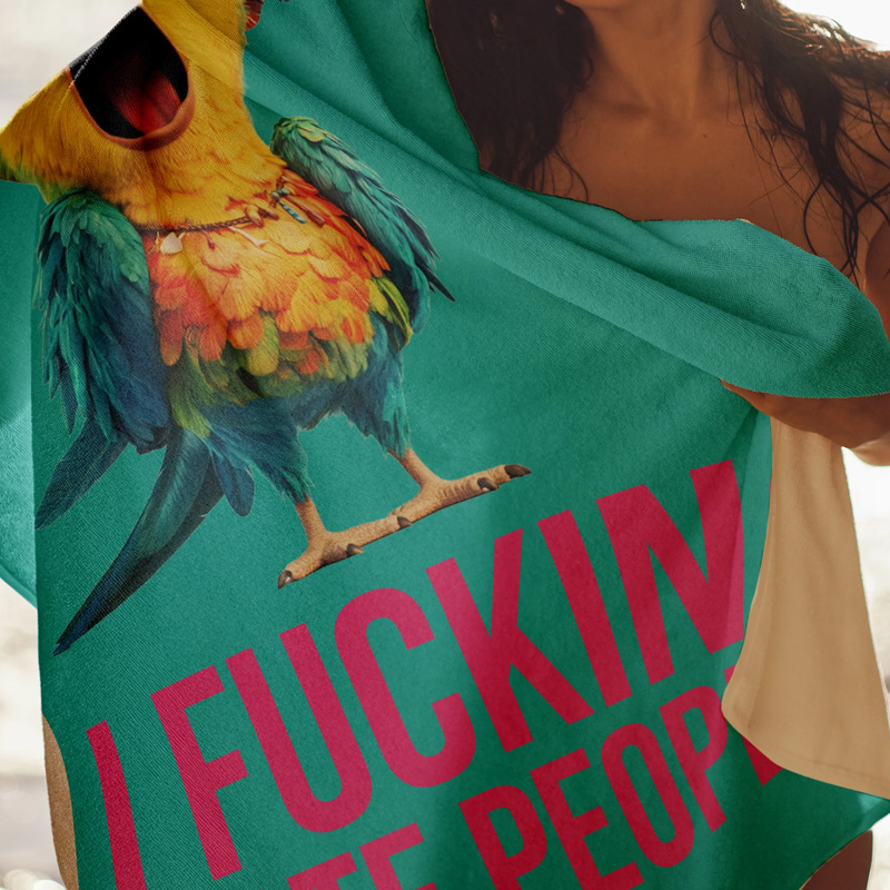 Personalized Funny Angry Chicken Beach Towel Sarcastic Quote Novelty Gift Yellow Humor Bath Pool Towel for Adults