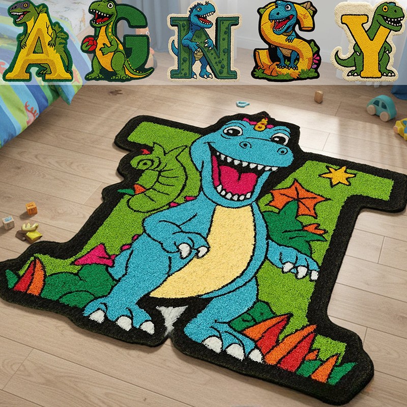 Personalized Dinosaur Theme Custom Name Green Blue T Rex Fun Cartoon S