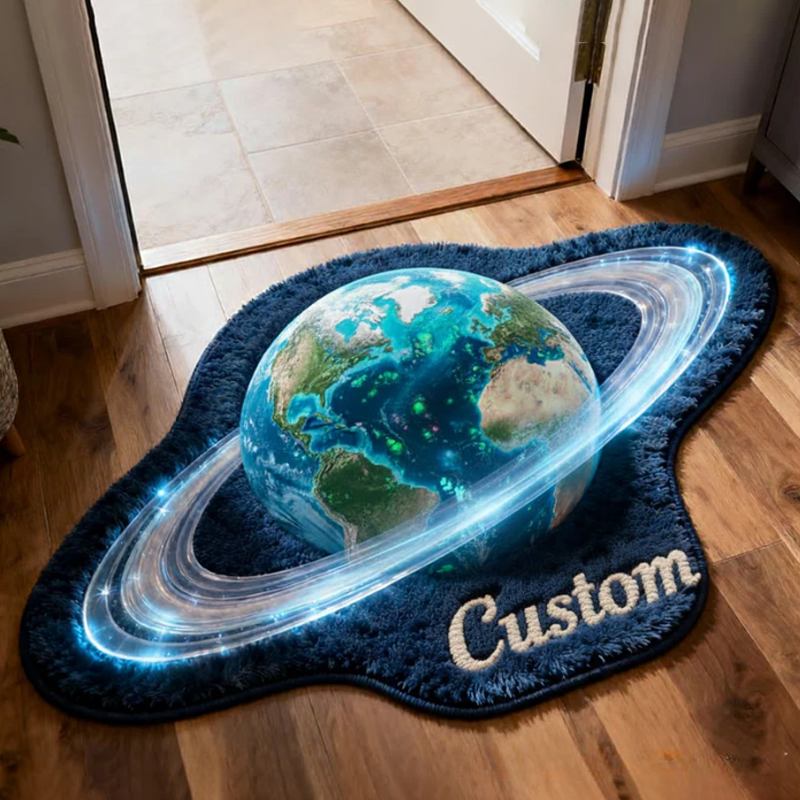Personalized Earth with Name Soft Rug Carpet Christmas Gift for Kids Rug Birthday Gifts for Kids