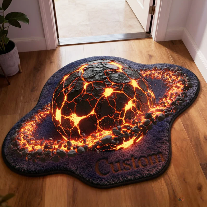 Personalized Molten Lava Planet with Name Soft Rug Carpet Christmas Gift for Kids Rug Birthday Gifts for Kids