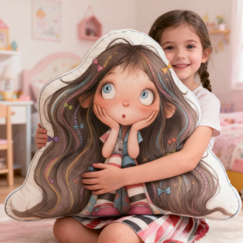 Personalized Pink Girls with Name Graphic 3D Print Pillow Christmas Gift for Kids Birthday Gift
