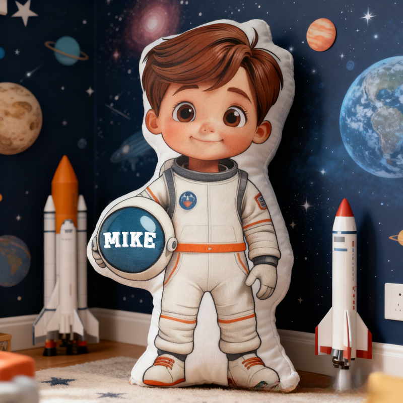 Personalized Cute Astronaut with Name Graphic 3D Print Pillow Christmas Gift for Kids Birthday Gift