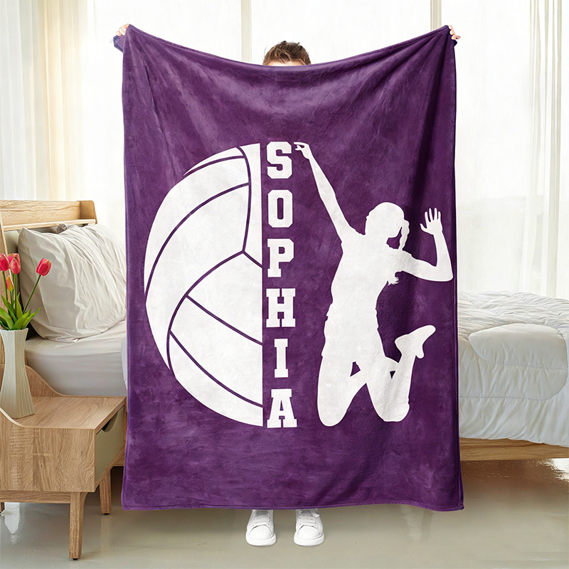 Personalized Volleyball Blanket with Custom Name and Graffiti Design for Volleyball Fans