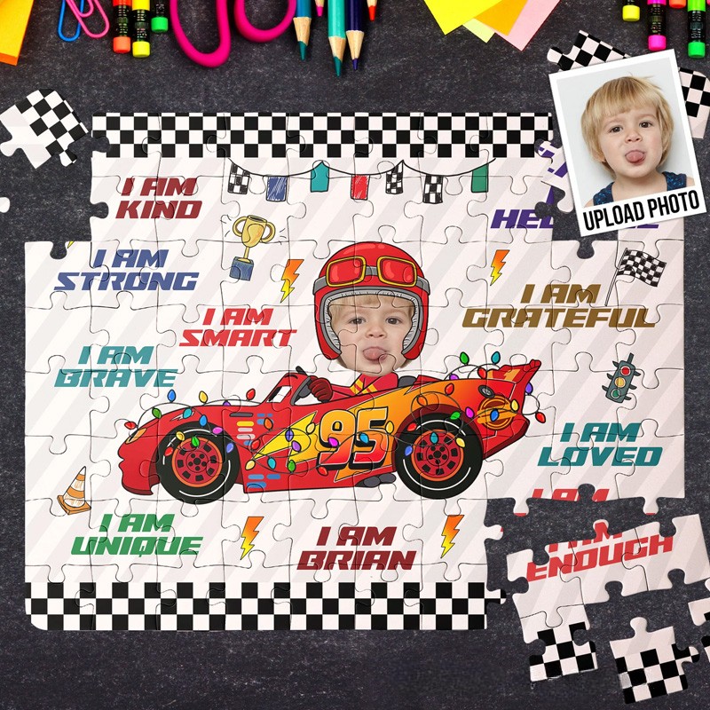 Personalized Cool Race Car Theme Custom Name Photo Print Motivational