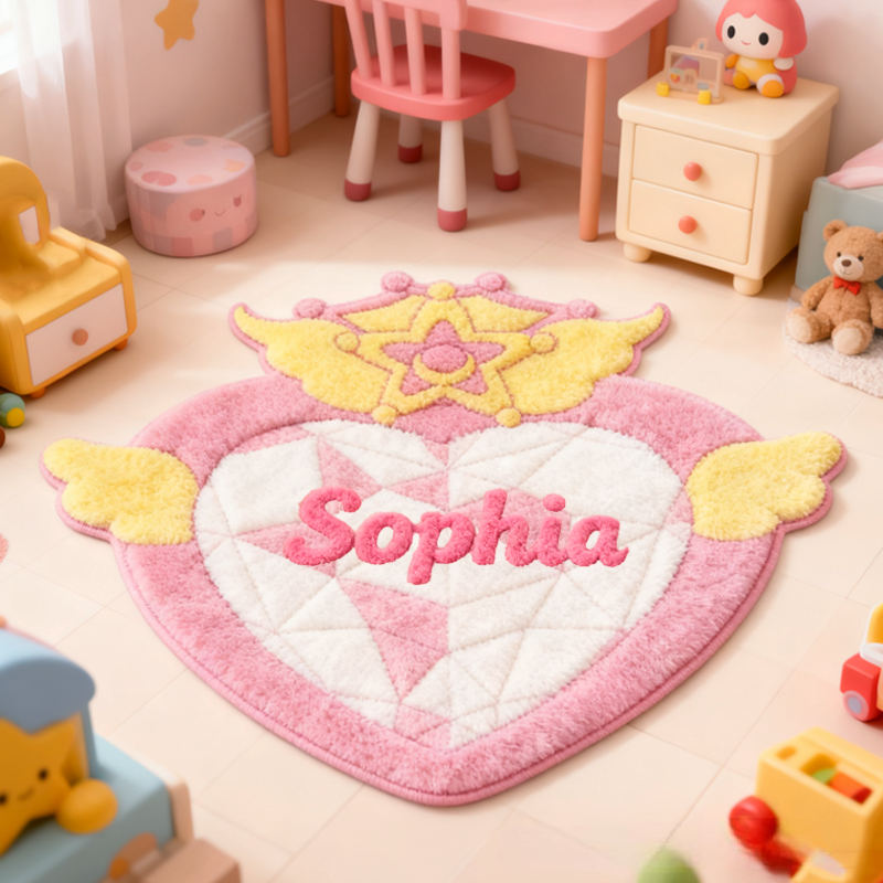 Personalized Pink Princess Initials with Name Soft Rug Carpet Christmas Gift for Kids Rug Birthday Gifts for Kids