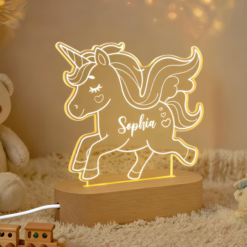 Personalized Dream Horse Night Light Light New Baby Girl Boy Gift Kids Bedroom Lamp