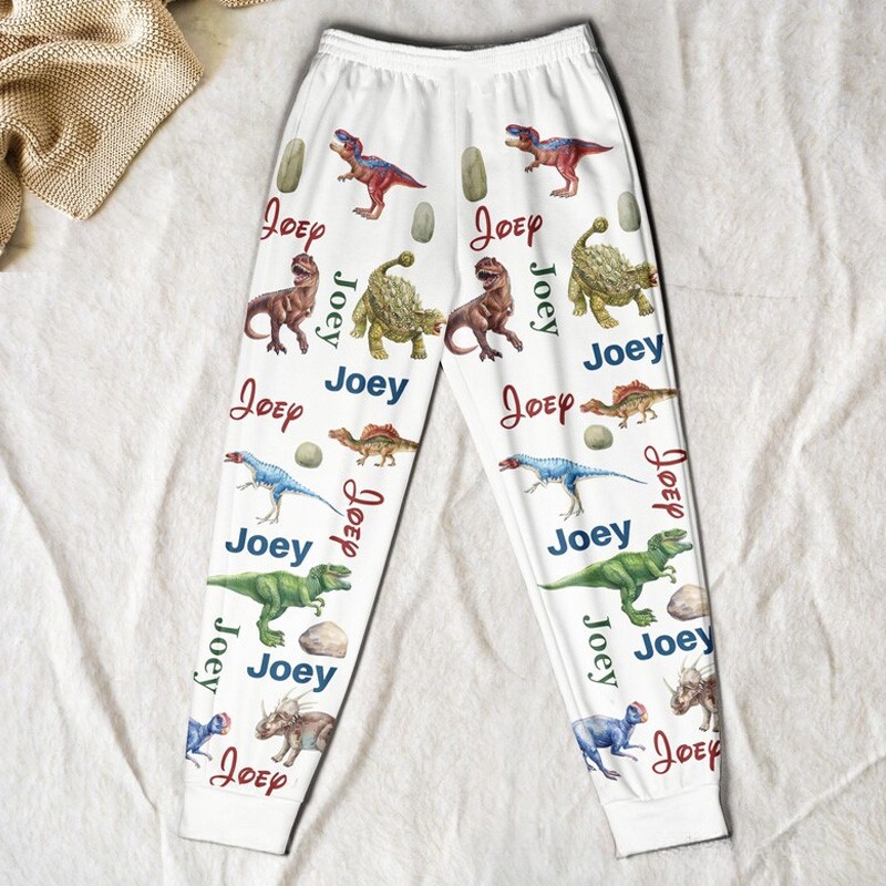 Personalized Adorable Theme Custom Name Warm Soft Flannel Kids Loungewear Pajama Set