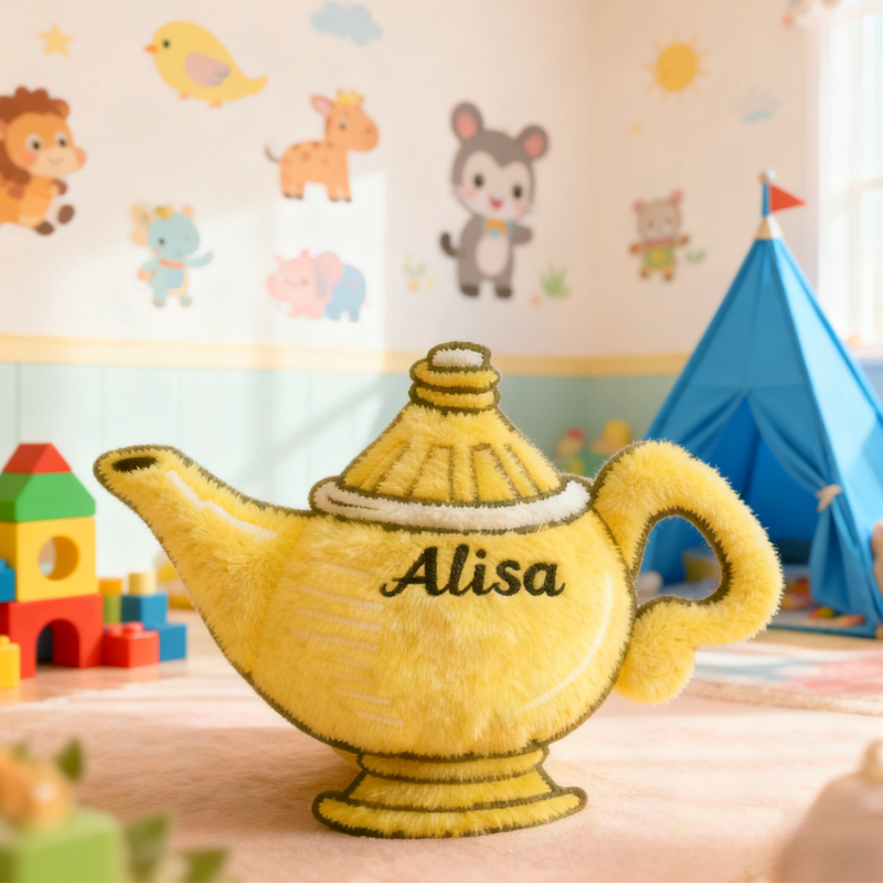 Personalized Cute Magic Lamp with Name Graphic 3D Print Pillow Christmas Gift for Kids 